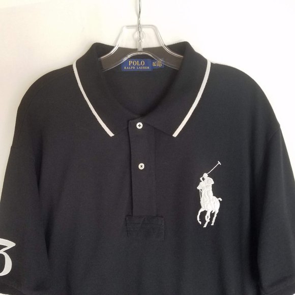 Polo Ralph Lauren Big Pony Black Short Sleeve Polo Shirt Mens Size XLT  XL TALL - Picture 2 of 6